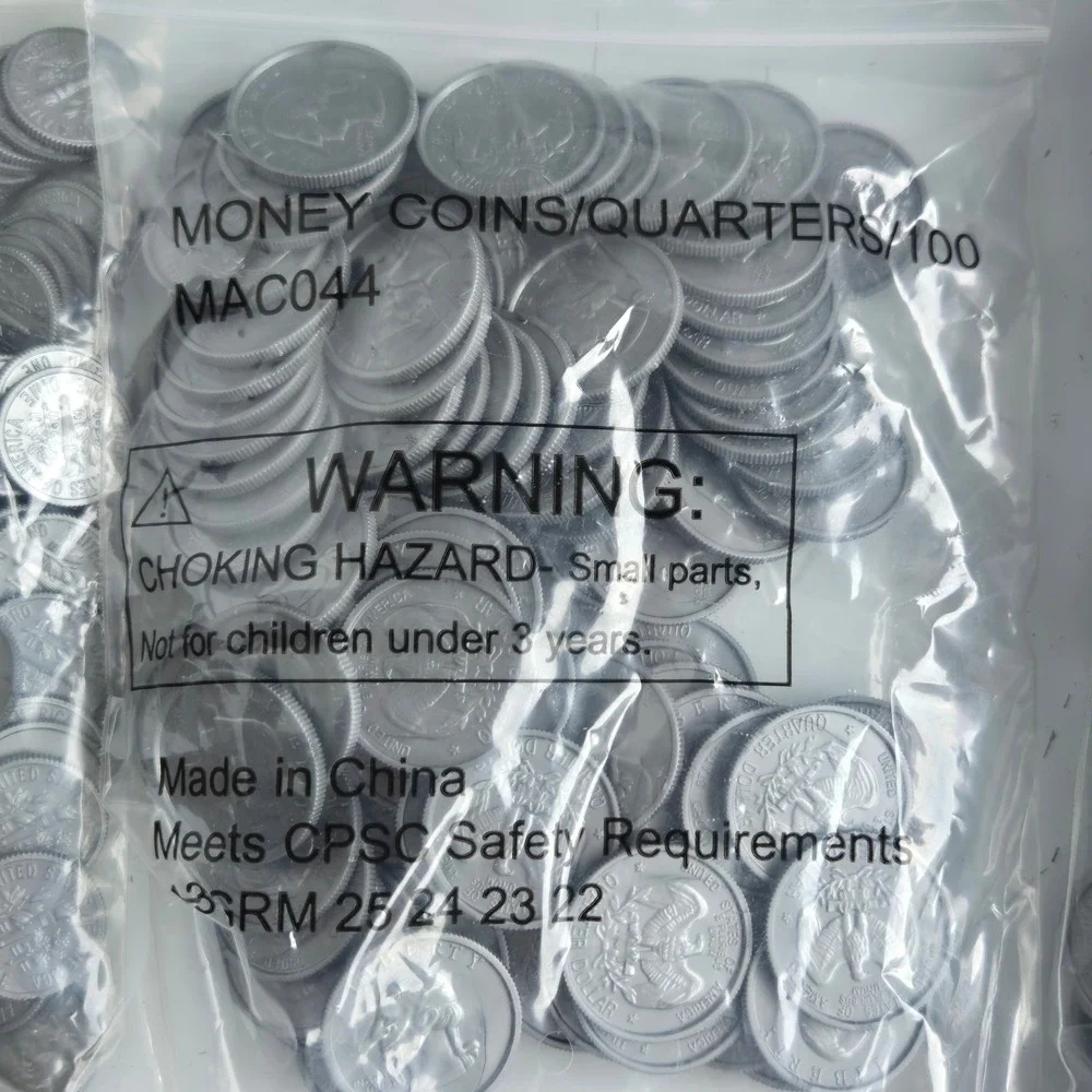 Play Money Set 750 Bills 1350 Coins Pennies Dimes Quarters Nickels MAC051 MAC047